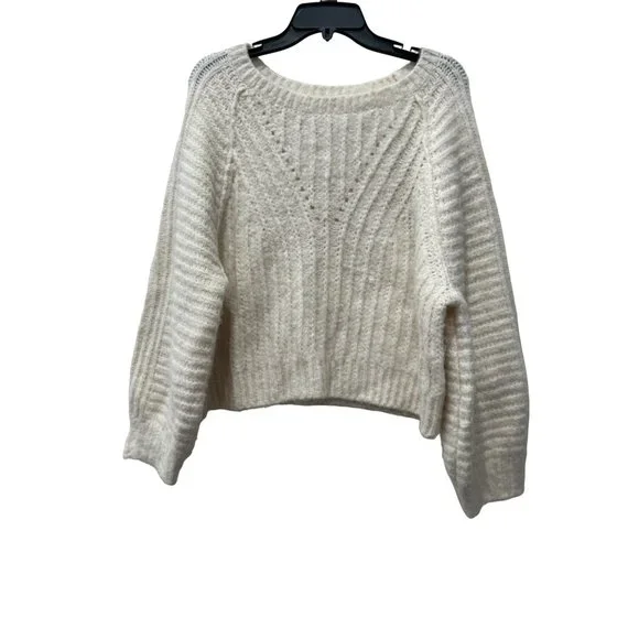 Free People Size S Carter Pullover Sweater Color Ivory MSRP $98 - Picture 3 of 13